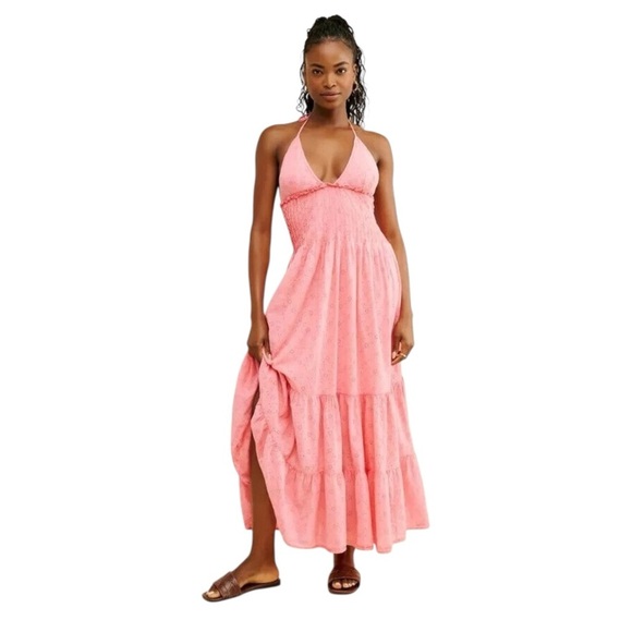 Free People Pink Strapless Pintuck Paradise Maxi Dress Womens S - Picture 1 of 9